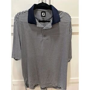 FootJoy FJ Men’s Striped Polo Short Sleeve Shirt Sz L Navy White Golf